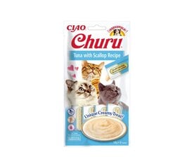 Churu Cat Tuna Scallop беззерновое лакомство для кошек, 56 г x 4 цена и информация | Лакомства для котов | kaup24.ee