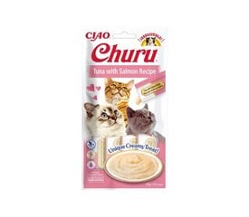 Churu Cat Tuna Salmon teraviljavaba maius kassidele, 56 g x 4 hind ja info | Maiustused kassidele | kaup24.ee