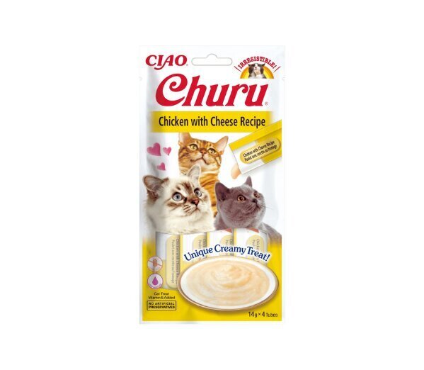 Churu Cat Chicken Cheese teraviljavaba maius kassidele, 56 g x 4 цена и информация | Maiustused kassidele | kaup24.ee