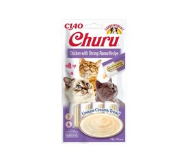 Churu Cat Chicken Shrimp беззерновое лакомство для кошек, 56 г x 4 цена и информация | Лакомства для котов | kaup24.ee