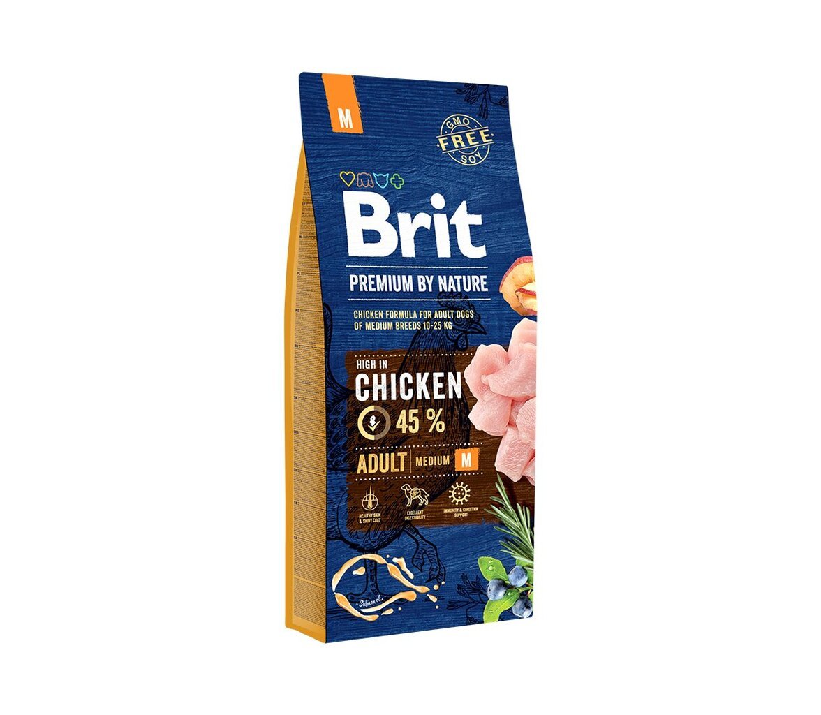 Brit Premium By Nature Adult M kuivtoit keskmise suurusega koertele, 3 kg hind ja info | Kuivtoit koertele | kaup24.ee