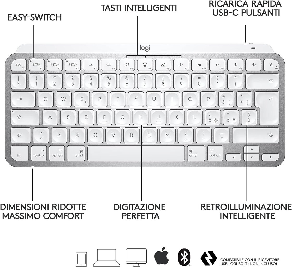 Logitech MX Keys Mini, qwerty, valge hind ja info | Klaviatuurid | kaup24.ee