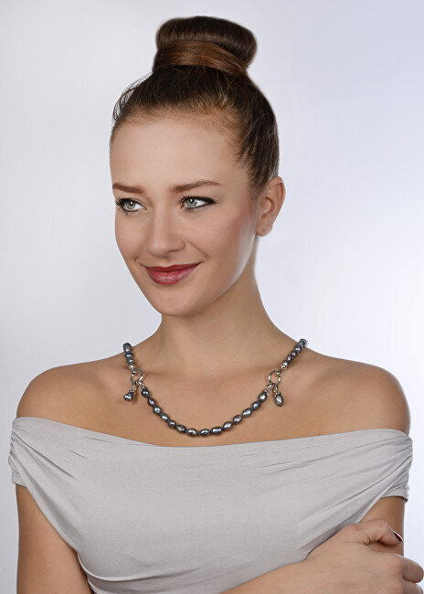 JwL Luxury Pearls Kaelakee ehtsast metallist sinist pärlitest JL0561 цена и информация | Kaelakeed | kaup24.ee