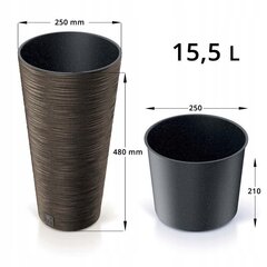 Kruus koos plastmassist sisendiga, helepruun Furu Round 25 cm hind ja info | Dekoratiivsed lillepotid | kaup24.ee