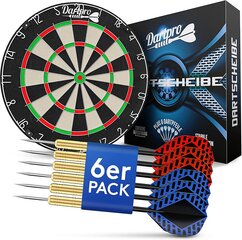 Dartpro - оригинальная панель Dart со стрелками - Profi Steeldartard, сделанный из высококачественного SISAL - Dartboard, вкл. Montageet - Dart Pick с 6 бесплатными дротиками цена и информация | Дартс | kaup24.ee