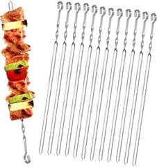 Homeaexa 20 tükki grill -viltu, grill kabob -varre 37,5 cm roostevabast terasest pikad varred Schaschlik Vihad lihavõrad lõkkele või grill -kestale hind ja info | Grillitarvikud ja grillnõud | kaup24.ee