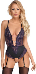 Cottelli Lingerie purple lace crotchless suspender bodysuit hind ja info | Naiste sekspesu | kaup24.ee