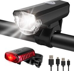 Itshiny Bicycle Light - велосипедная зарядка USB -зарядки, одобрение STVZO, велосипедная лампа из алюминиевого светодиода, набор велосипедных освещений водонепроницаемые 2 световые режимы передний свет и задний набор света цена и информация | Велосипедные фонари, отражатели | kaup24.ee