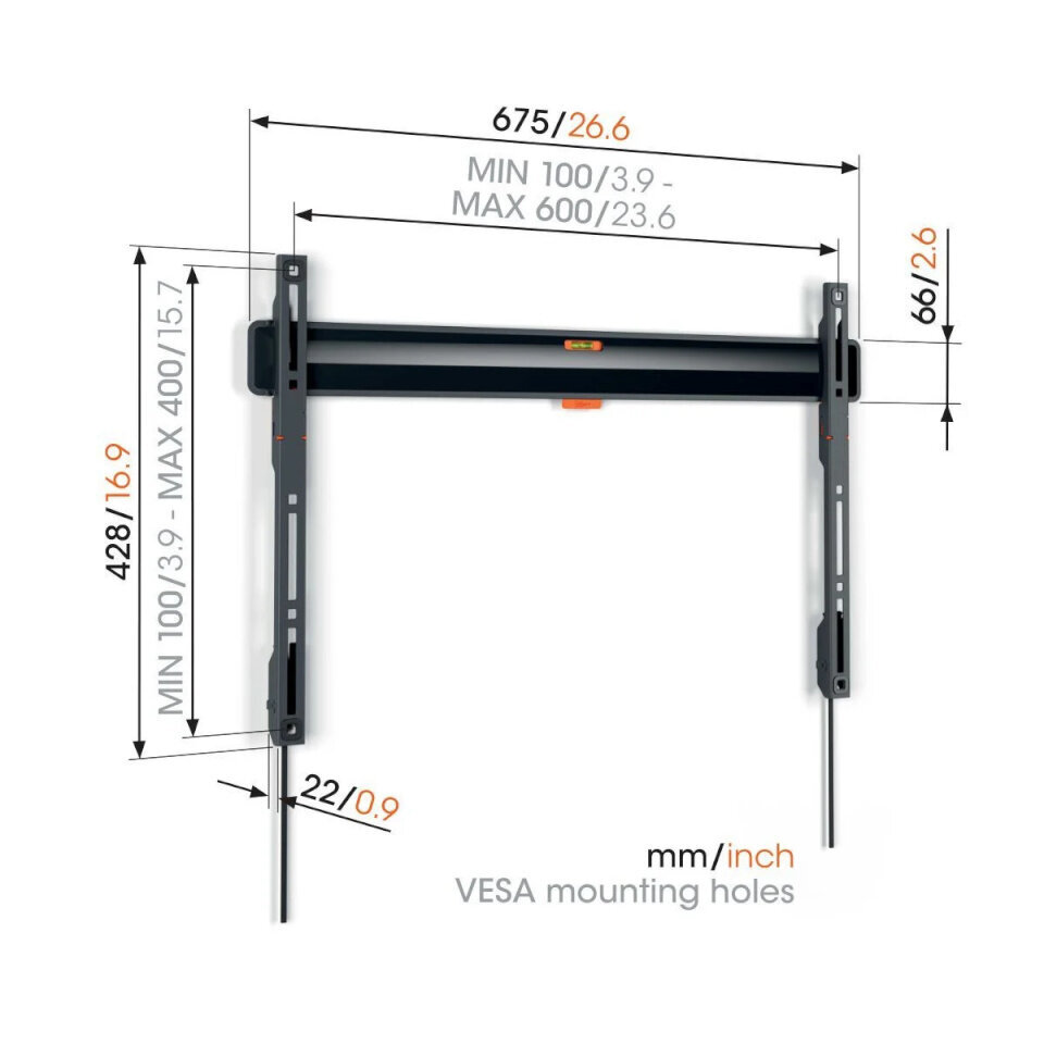 Vogels seinakinnitus Flat TV 40-100" TVM3603 цена и информация | Süvistatavad ja LED valgustid | kaup24.ee