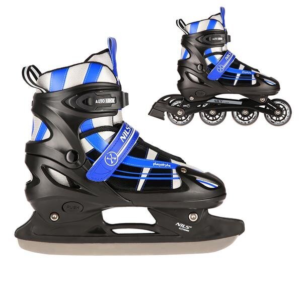 2in1 (rull)uisud Nils Extreme NH18366A In-line Skates/Hockey Ice Skates, mitmevärviline цена и информация | Rulluisud ja tarvikud | kaup24.ee