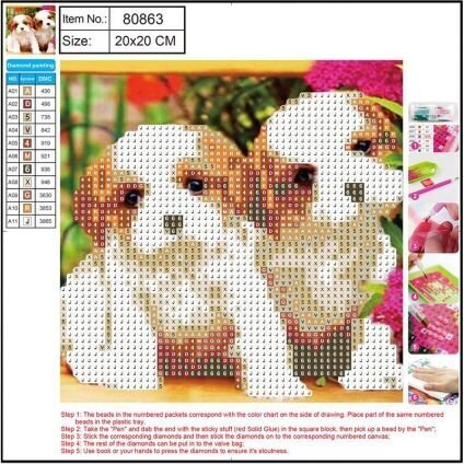 Teemant mosaiik 5D "Puppies" 20x20cm hind ja info | Teemantmaalid, teemanttikandid | kaup24.ee