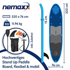 Nemaxx PB320III Täispuhutav aerulaud - sinine - 320x76x15cm цена и информация | SUP доски, водные лыжи, водные аттракционы | kaup24.ee