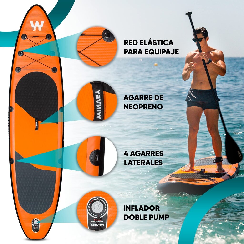 Premium SUP Board 320x76x15 cm - 150 kg kandevõime - Täispuhutav SUP Board (ORANGE) цена и информация | Veesport | kaup24.ee