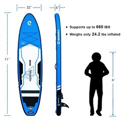 WOWSEA Trophy T1 Täispuhutav Stand Up Paddle Board koos tarvikutega - ideaalne veekeskkonnaga seotud vaba aja veetmiseks ja vaba aja veetmiseks. hind ja info | Veesport | kaup24.ee