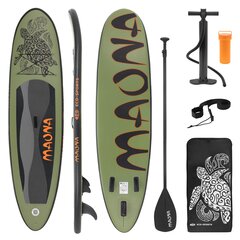 ECD Germany Täispuhutav Stand Up Paddle Board Maona Olive, 308x76x10 cm, PVC, 120 kg, Alu-mela, komplektne lisavarustus, SUP-laud цена и информация | SUP доски, водные лыжи, водные аттракционы | kaup24.ee