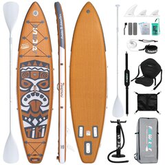 FunWater Retro Tiki Inflatable Stand Up Paddle Board 11'6''x 33'' koos 3-aastase garantii ja pumbaga цена и информация | SUP доски, водные лыжи, водные аттракционы | kaup24.ee