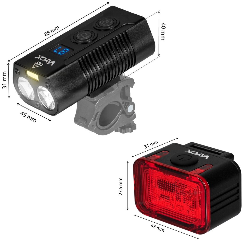 LED jalgrattatulede komplekt taga ja ees VA0045, VA0152 Vayox цена и информация | Jalgratta tuled ja helkurid | kaup24.ee