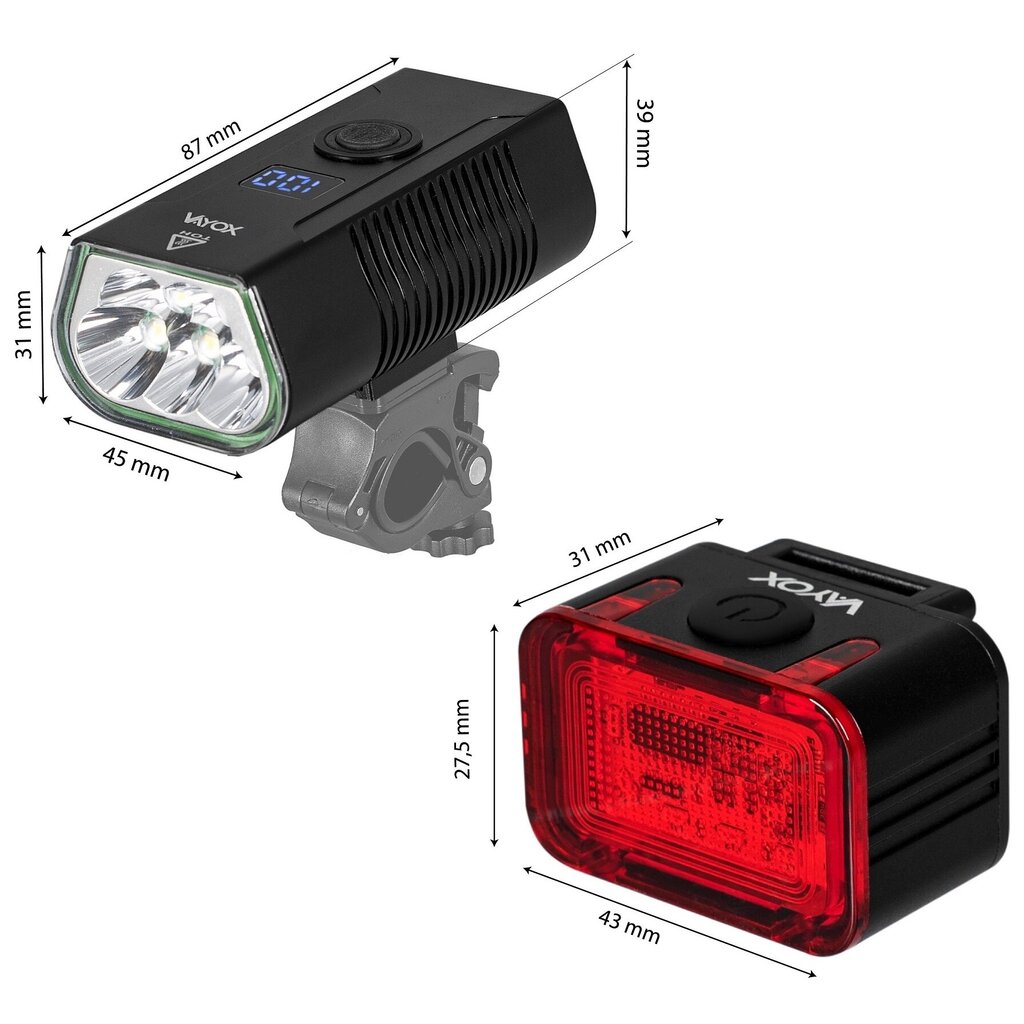 LED jalgrattatulede komplekt taga ja ees VA0073, VA0152 Vayox hind ja info | Jalgratta tuled ja helkurid | kaup24.ee