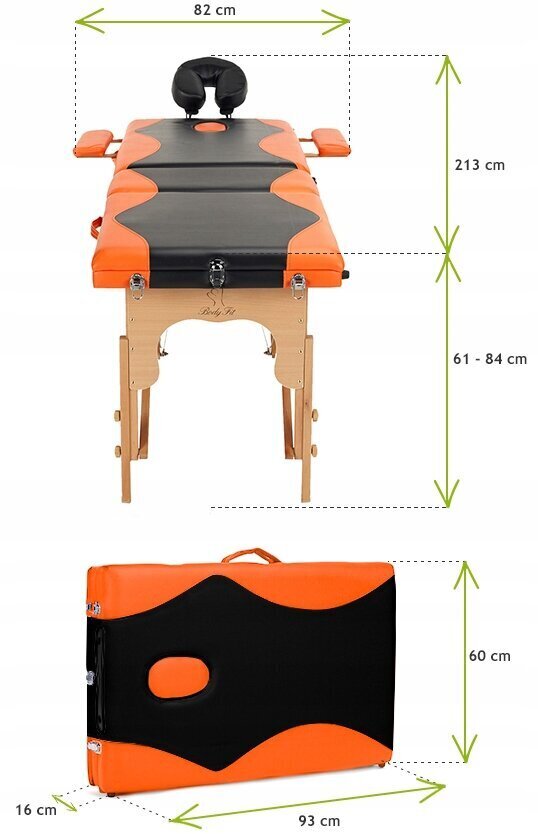 Massaažilaud Bodyfit, 184x60 cm, oranž цена и информация | Massaažikaubad | kaup24.ee