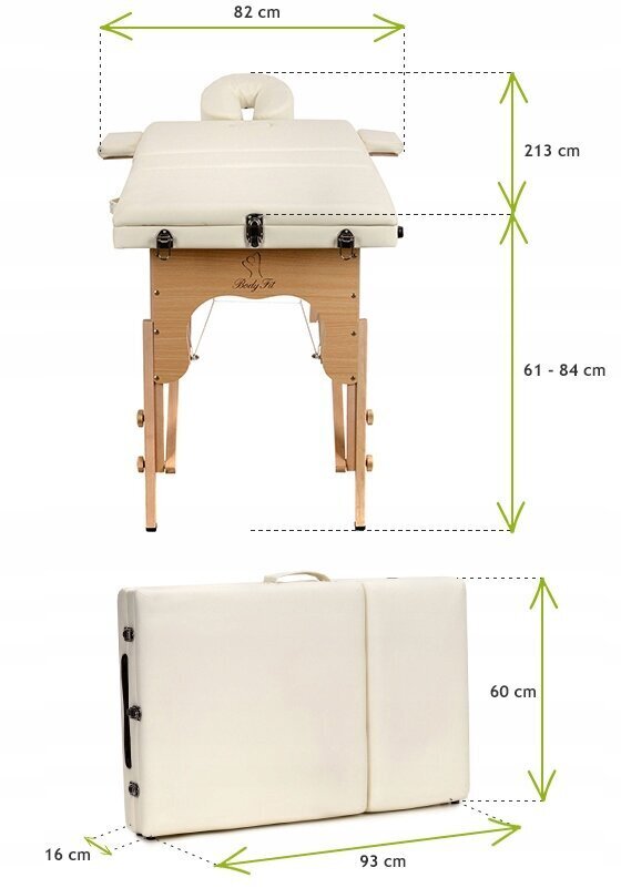 Massaažilaud Bodyfit, 184x60 cm, ecru hind ja info | Massaažikaubad | kaup24.ee