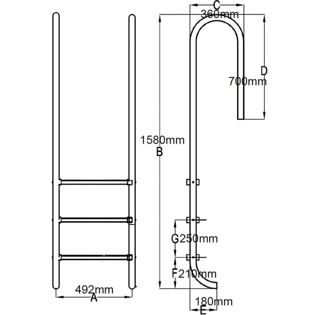 vidaXL basseiniredel 4 astmega, roostevabast terasest, 120 cm hind ja info | Basseinitehnika | kaup24.ee