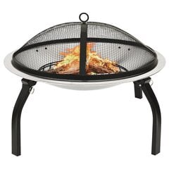 vidaXL kaks ühes tulease ja grill, 56 x 56 x 49 cm, roostevaba teras hind ja info | Grillid | kaup24.ee