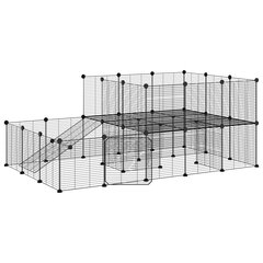 vidaXL 44 paneeliga lemmiklooma aedik uksega, must, 35 x 35 cm, teras hind ja info | Puurid ja tarvikud väikeloomadele | kaup24.ee