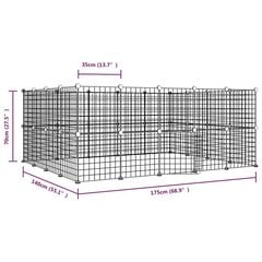 vidaXL 52 paneeliga lemmiklooma aedik uksega, must, 35 x 35 cm, teras hind ja info | Puurid ja tarvikud väikeloomadele | kaup24.ee