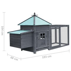 vidaXL kanakuut pesakastiga, hall 193 x 68 x 104 cm, kuusepuit цена и информация | Переноски, сумки | kaup24.ee