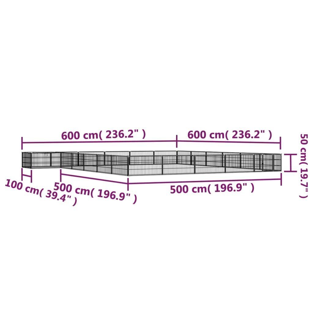 vidaXL 24 paneeliga koera mänguaed must 100x50 cm pulbervärvitud teras цена и информация | Pesad, kuudid | kaup24.ee