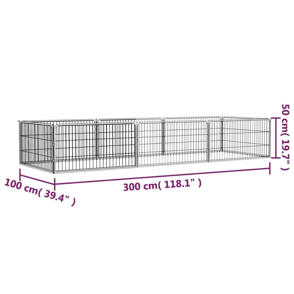 vidaXL 8 paneeliga koera mänguaed must 100x50 cm pulbervärvitud teras цена и информация | Pesad, kuudid | kaup24.ee