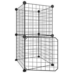 vidaXL 8-paneeliga lemmiklooma aedik uksega, must, 35 x 35 cm, teras hind ja info | Transportkorvid, puurid | kaup24.ee