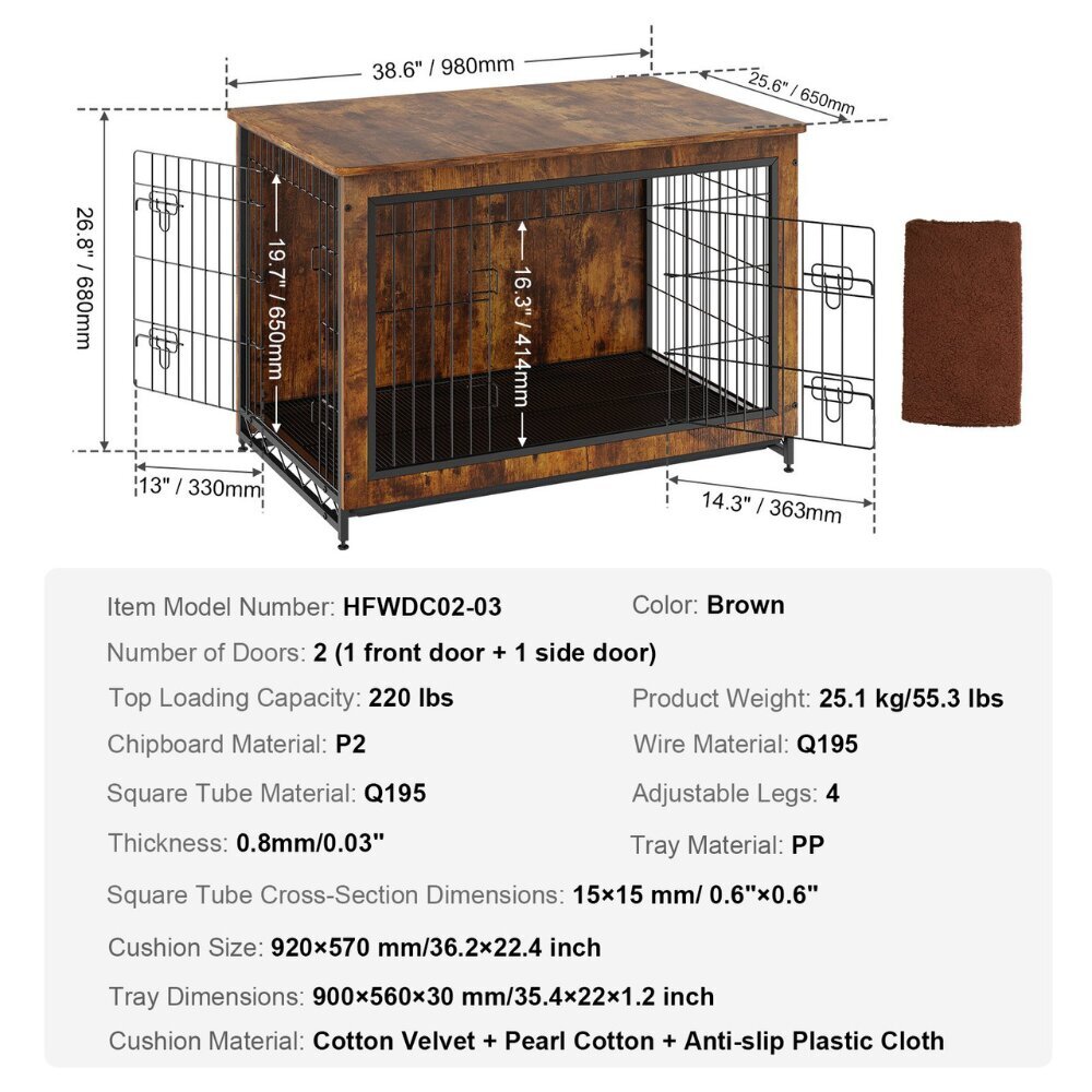 Puidust loomapuur Vevor, 98x65x68cm, pruun цена и информация | Pesad, padjad | kaup24.ee