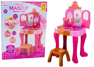 Laste tualettlaud aksessuaaridega Lean Toys Dream Makeup Fantasy Time, roosa hind ja info | Tüdrukute mänguasjad | kaup24.ee