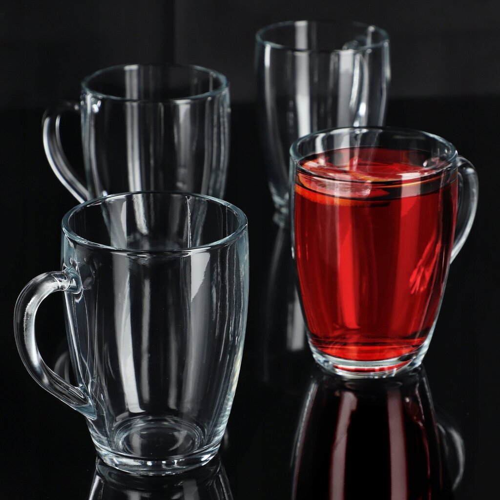 Klaasid 350 ml 4 tk tee ja kohvi jaoks sangadega hind ja info | Klaasid, tassid ja kannud | kaup24.ee