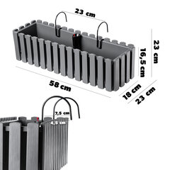 Rõduboks 58cm + 2 käepidet hall hind ja info | Lillekastid | kaup24.ee