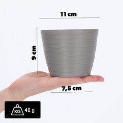 Lillepott, lillekaas, hall, ümmargune, 11 cm, plastik hind ja info | Dekoratiivsed lillepotid | kaup24.ee