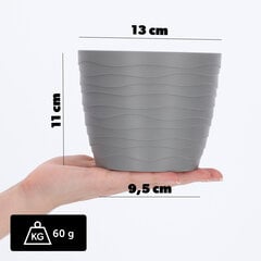 Lillepott, lillekaas, hall, ümmargune, 13 cm, plastik hind ja info | Dekoratiivsed lillepotid | kaup24.ee