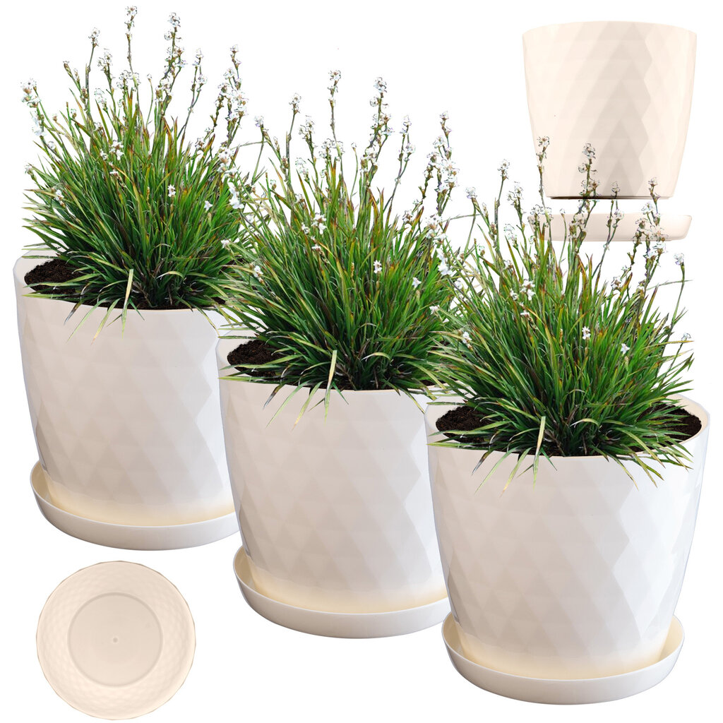 3x lillepott 20cm kate + kreemialus hind ja info | Dekoratiivsed lillepotid | kaup24.ee