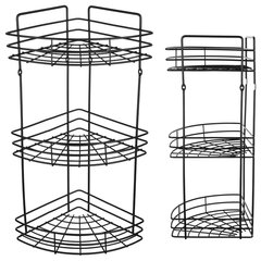 Полка для ванной комнаты для душа, Подвесная полка, Черный, 3 яруса, Металлический чердак цена и информация | Аксессуары для ванной комнаты | kaup24.ee
