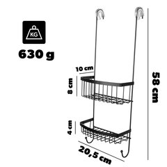 Полка для ванной комнаты Подвесная полка для душа Черная металлическая вешалка Лофт цена и информация | Аксессуары для ванной комнаты | kaup24.ee