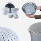 Köögikausside komplekt 7El + Colander 3L plastikust hall hind ja info | Lauanõud ja kööginõud | kaup24.ee