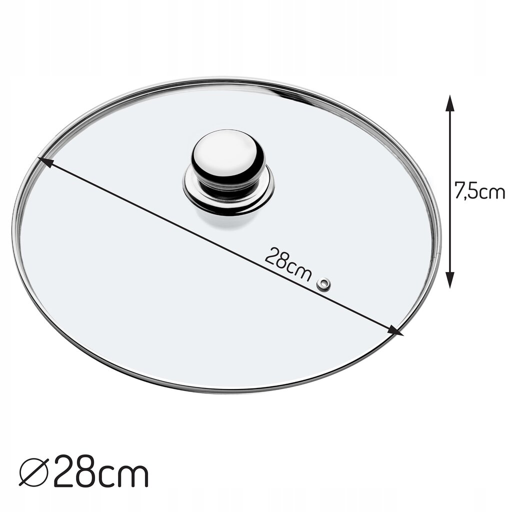Klaaskaanega kate 28 cm poti, praepanni jaoks, universaalne, kuumakindel цена и информация | Potid ja kiirkeedupotid | kaup24.ee
