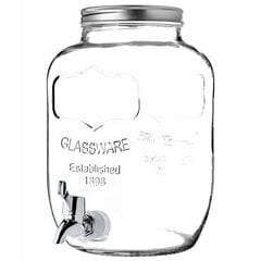 Klaaspurk kraaniga 4L purk limonaadijookide mahla jaoks Suur korgiga hind ja info | Klaasid, tassid ja kannud | kaup24.ee
