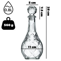 Графин для спирта виски Crystal 0,8 л, стеклянная бутылка с пробкой цена и информация | Стаканы, фужеры, кувшины | kaup24.ee