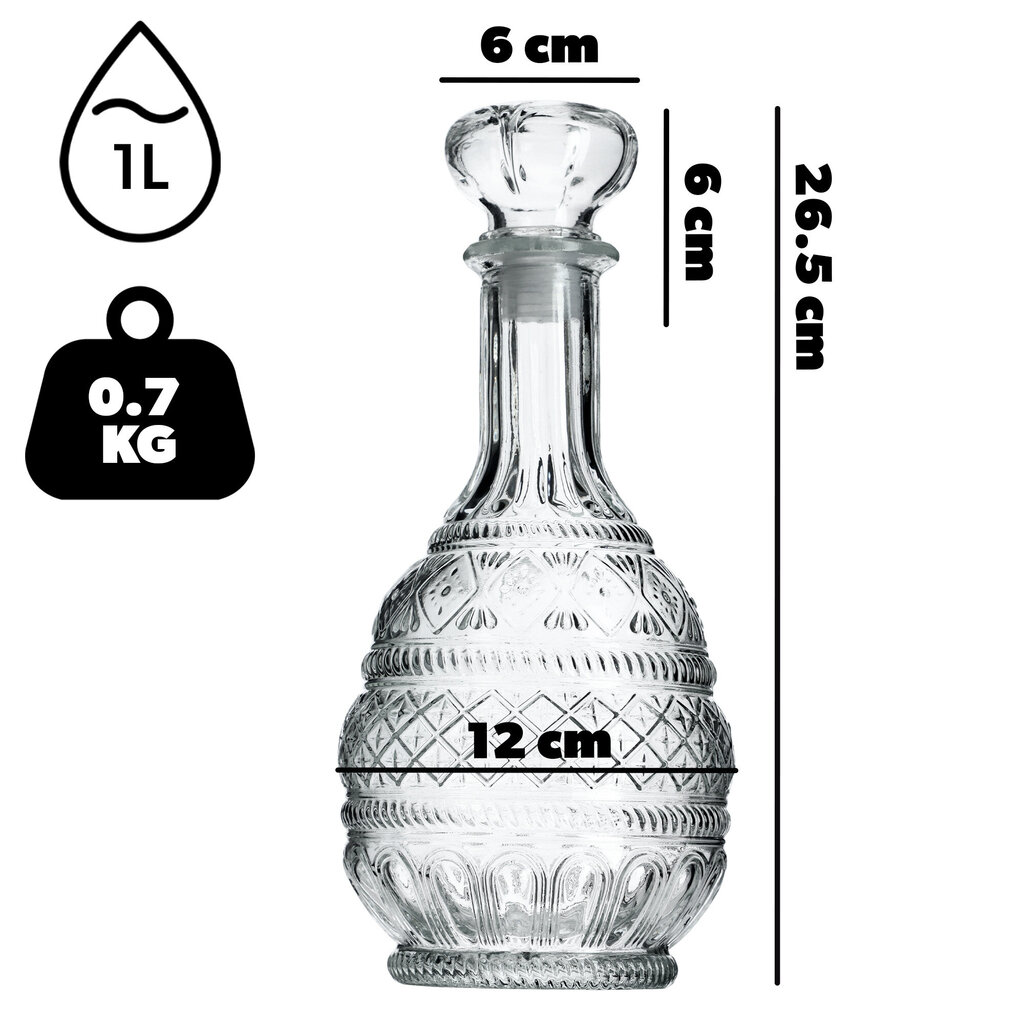 Whiskey Alcohol Decanter Crystal 1L klaaspudel korgiga hind ja info | Klaasid, tassid ja kannud | kaup24.ee