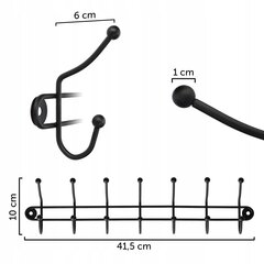 Настенная вешалка для одежды на стене с 7 крючками цена и информация | Вешалки и мешки для одежды | kaup24.ee