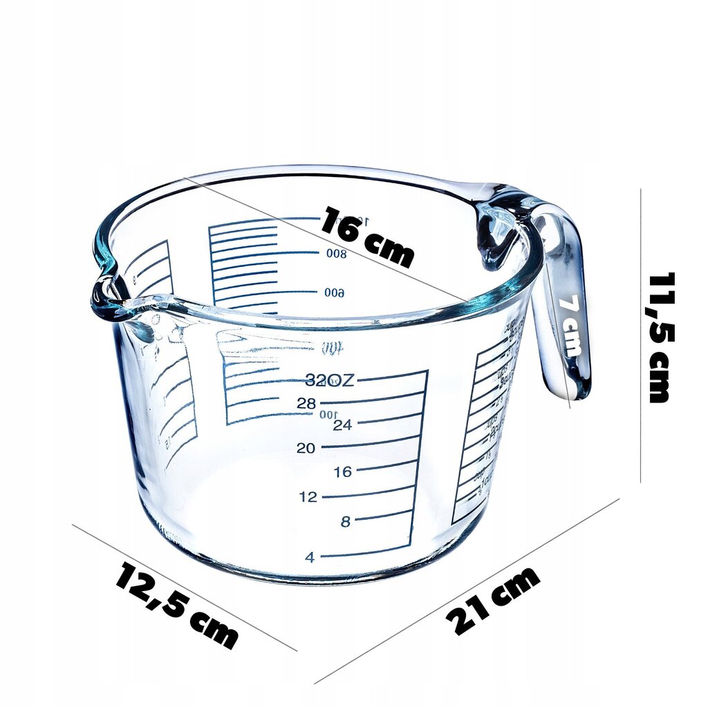 Köögi mõõtetops, 1L mõõtetops, klaasist kaaluga kann цена и информация | Köögitarbed | kaup24.ee
