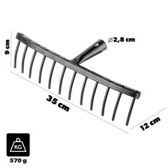 Каменные грабли Стальные 12-зубчатые садовые грабли для почвы без ручки цена и информация | Садовые инструменты | kaup24.ee