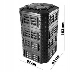 Modulaarne aiakomposter 1260L, külmakindel, aastaringselt must hind ja info | Kompostrid, prügikonteinerid | kaup24.ee